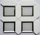 Mirror and Stone Waterjet Mosaic Tile White