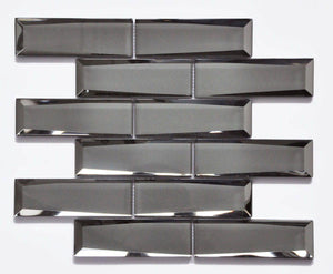 Mirrored Glass Tile Ruthenium Reversed Bevel 2 x 6