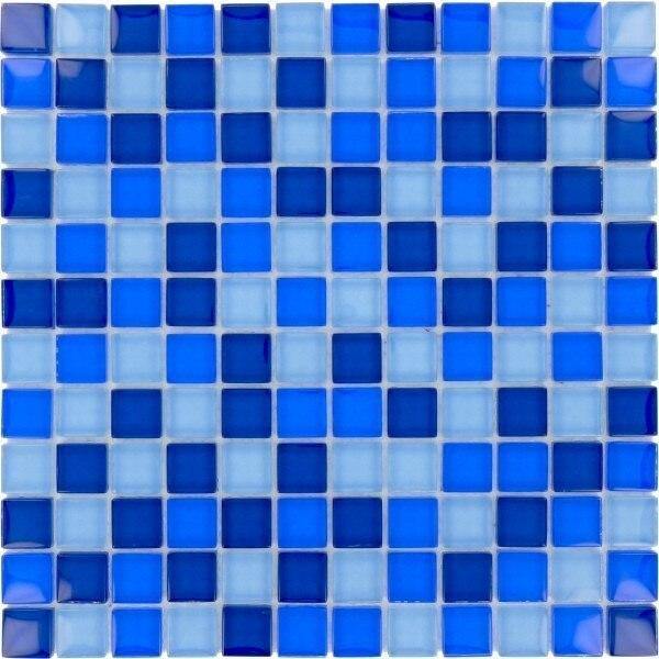 Glass Mosaic Tile Navy Blue Blend 1 x 1