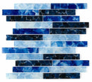 Liquid Glass Mosaic Tile Cobalto Blend 1 x 6