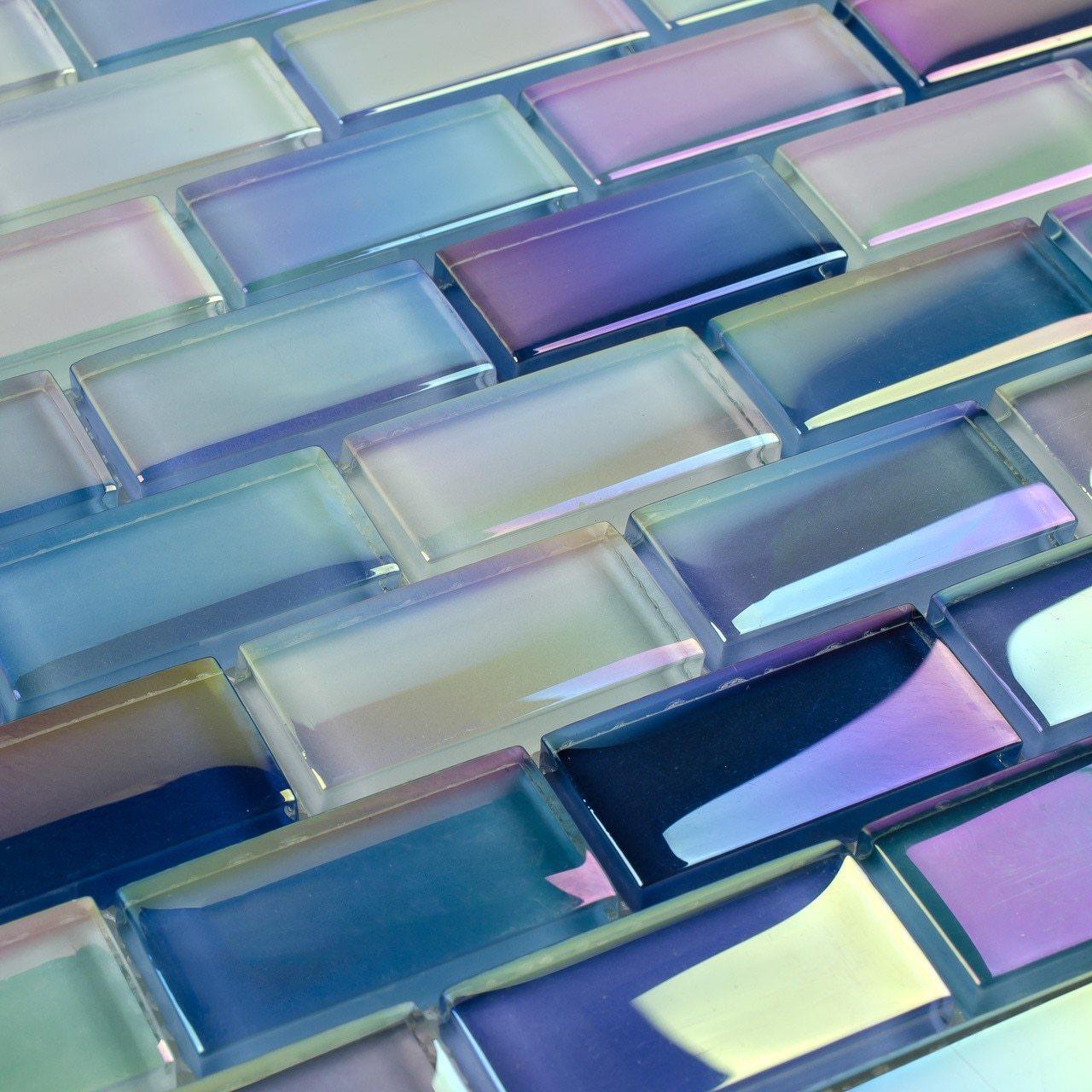 Glass Pool Tile Shimmer Turquoise 1x2
