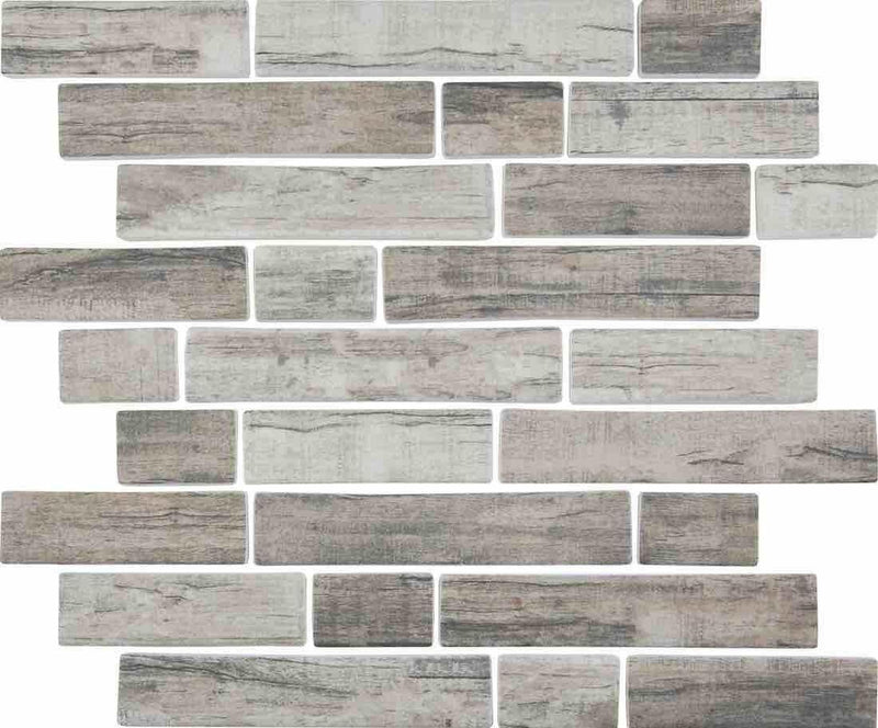 Linear Glass Mosaic Tile Wood Bark