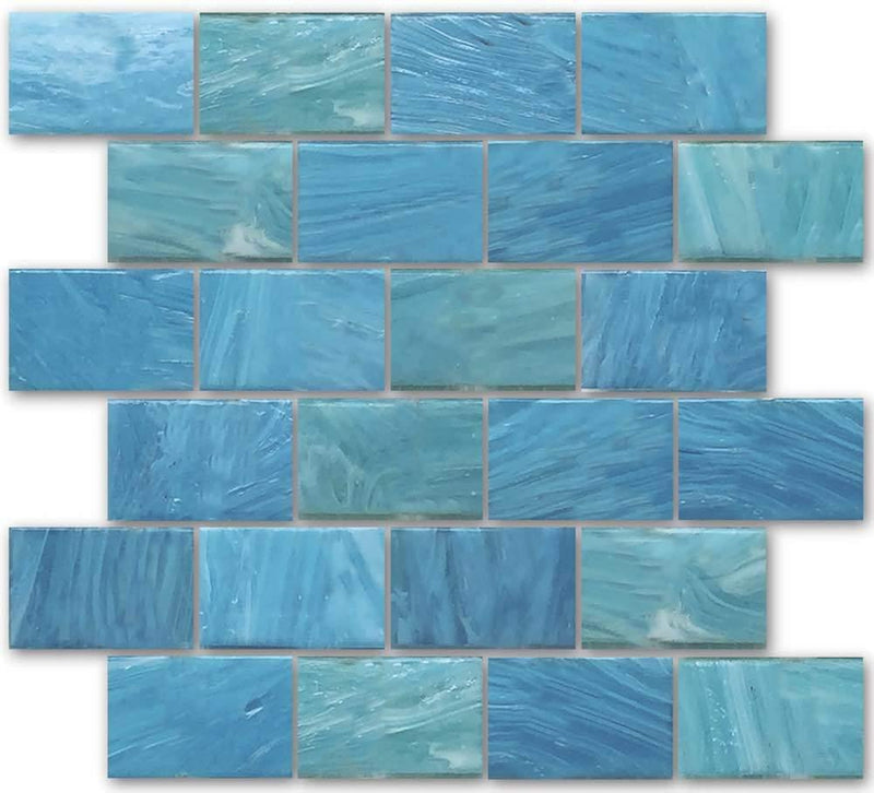 Glass Mosaic Tile Water Art Aqua 2x3