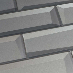 Glass Subway Tile Inverted 3D Metallic 2x6