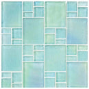 Iridescent Glass Tile French Pattern Seafoam