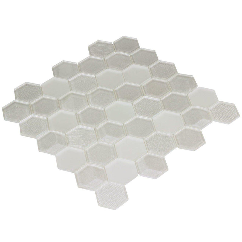 Glass Mosaic Tile Hexagon White