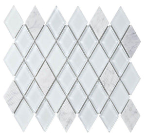 Diamond White Marble & Glass Tile