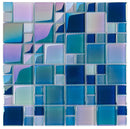 Glass Pool Tile Shimmer Aqua Blue Random
