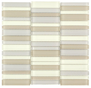 Glass Mosaic Tile Stacked Warm Neutral Blend