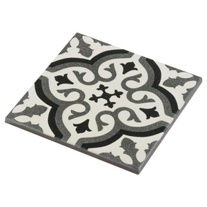 Vintage Patterned Tile Black and White 6 x 6