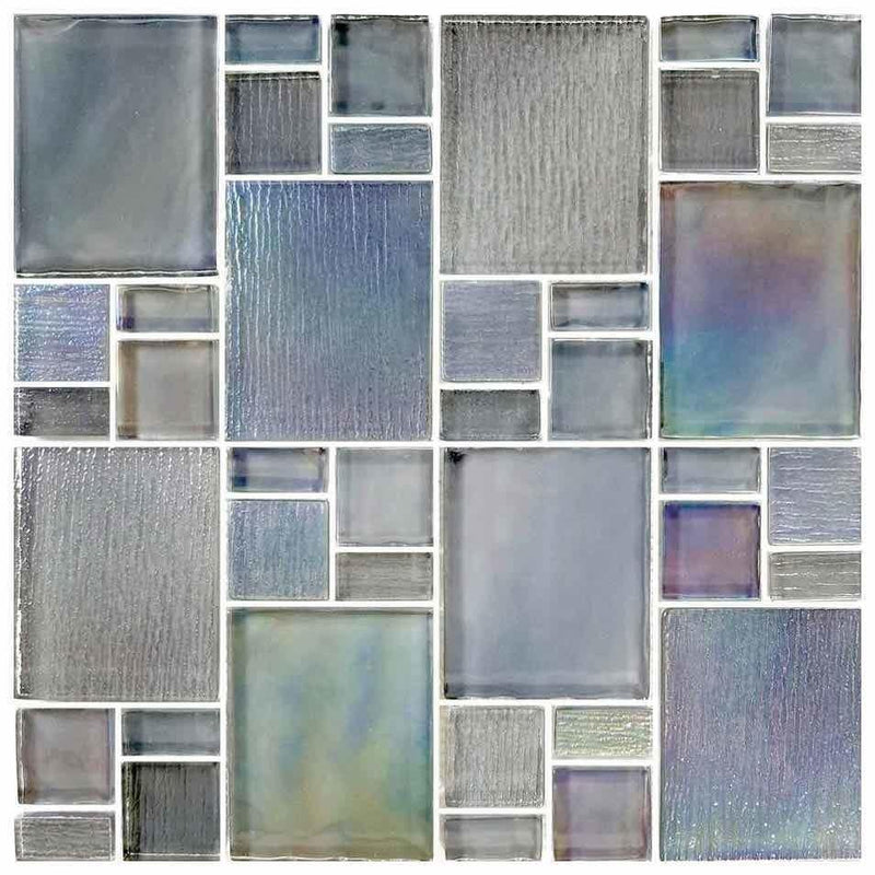 Iridescent Glass Tile French Pattern Space Gray