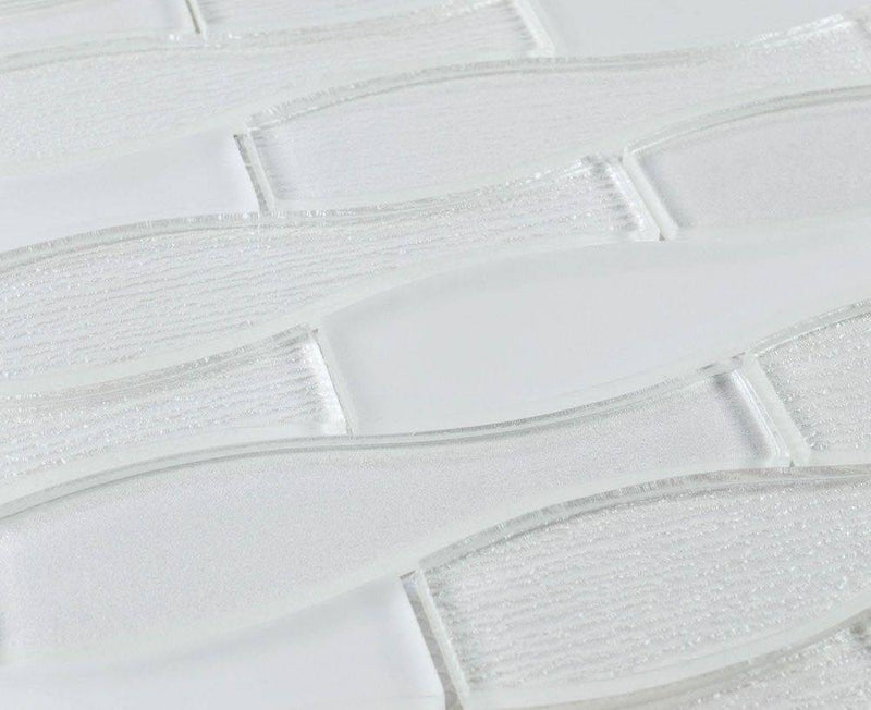 Glass Mosaic Tile Bouteille White