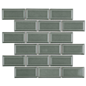 Subway Tile 2x4 Glossy Dark Grey Beveled