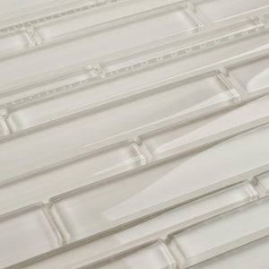 Glass Mosaic Tile Strip White Moderne