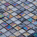 Iridescent Glass Mosaic Tile Black Blend 1x1