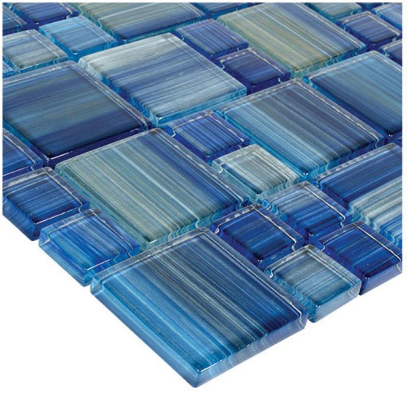 Blue Blend Glass Mosaic Tile Pattern