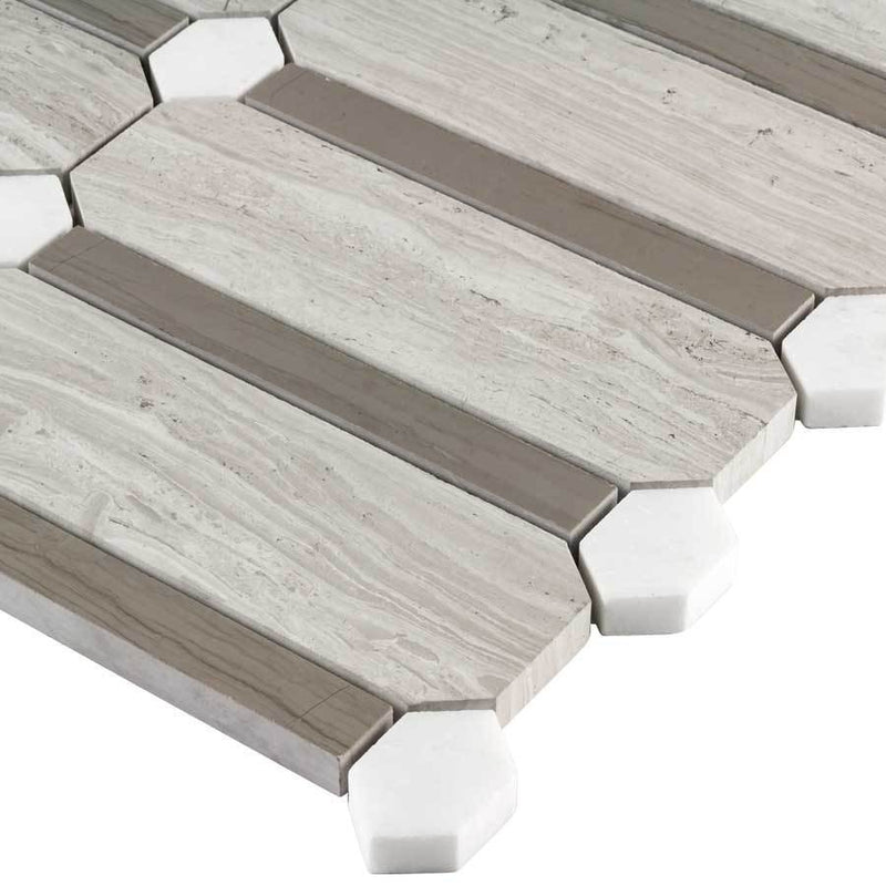 Mediterranean Stone Mosaic Tile Grey Columns