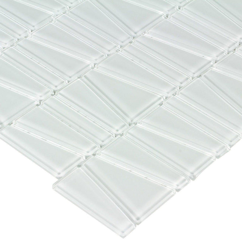 Glass Mosaic Tile Geometric White