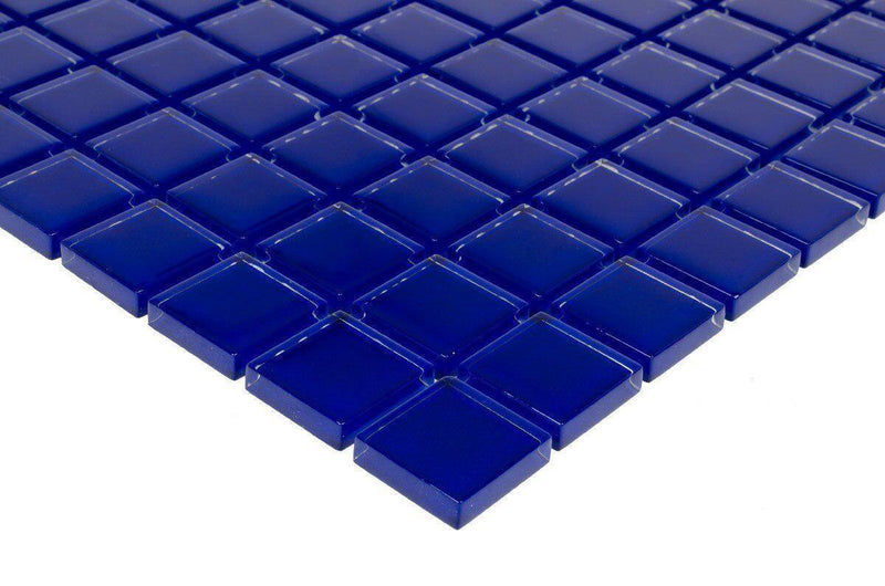 Glass Mosaic Tile Backsplash Cobalt 1x1