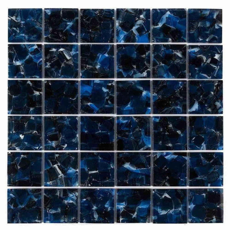 Liquid Glass Mosaic Tile Cobalto 2 x 2