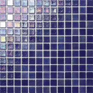 Iridescent Recycled Glass Tile Nieblas Fog Blue