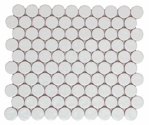 Penny Round Ceramic Mosaic Tile White