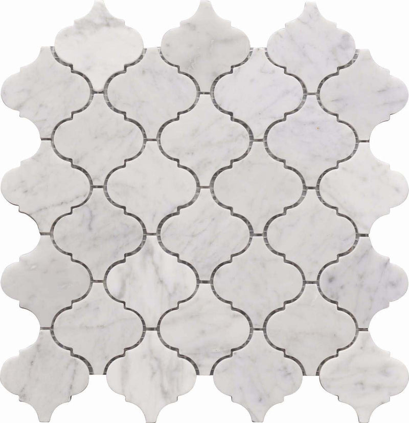 Lantern Carrara Mosaic Tile Honed for kitchen backsplash, bathroom, shower, floor and walls