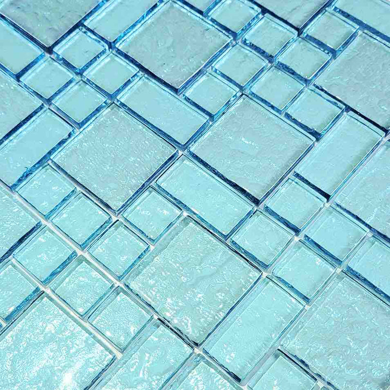 Iridescent Clear Glass Pool Tile Aqua Mixed for saltwater pools