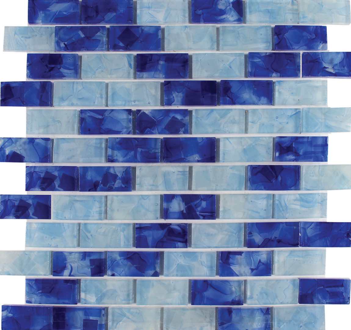 Liquid Glass Mosaic Tile Ocean Blend 1x2