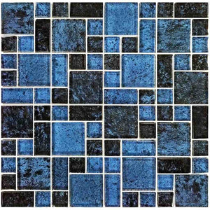 Dark Pool Glass Mosaic Tile Blue Random for saltwater pools