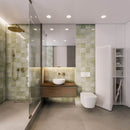 Pottery Distressed Ceramic Wall Tile Green 6x6 featured on a shower wall