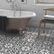 Patterned Porcelain Tile Heritage 8x8 installed on a bathroom floor