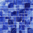 Strokes Glass Mosaic Tile Navy Blue Random for pools and spas