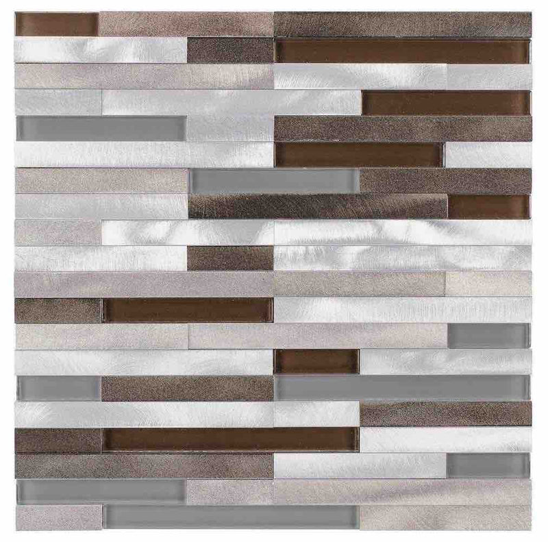 Aluminum Glass Mosaic Tile Taupe Mix Stripe for kitchen backsplash