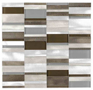 Aluminum Tile Taupe Mix Modern Pattern for kitchen backsplash
