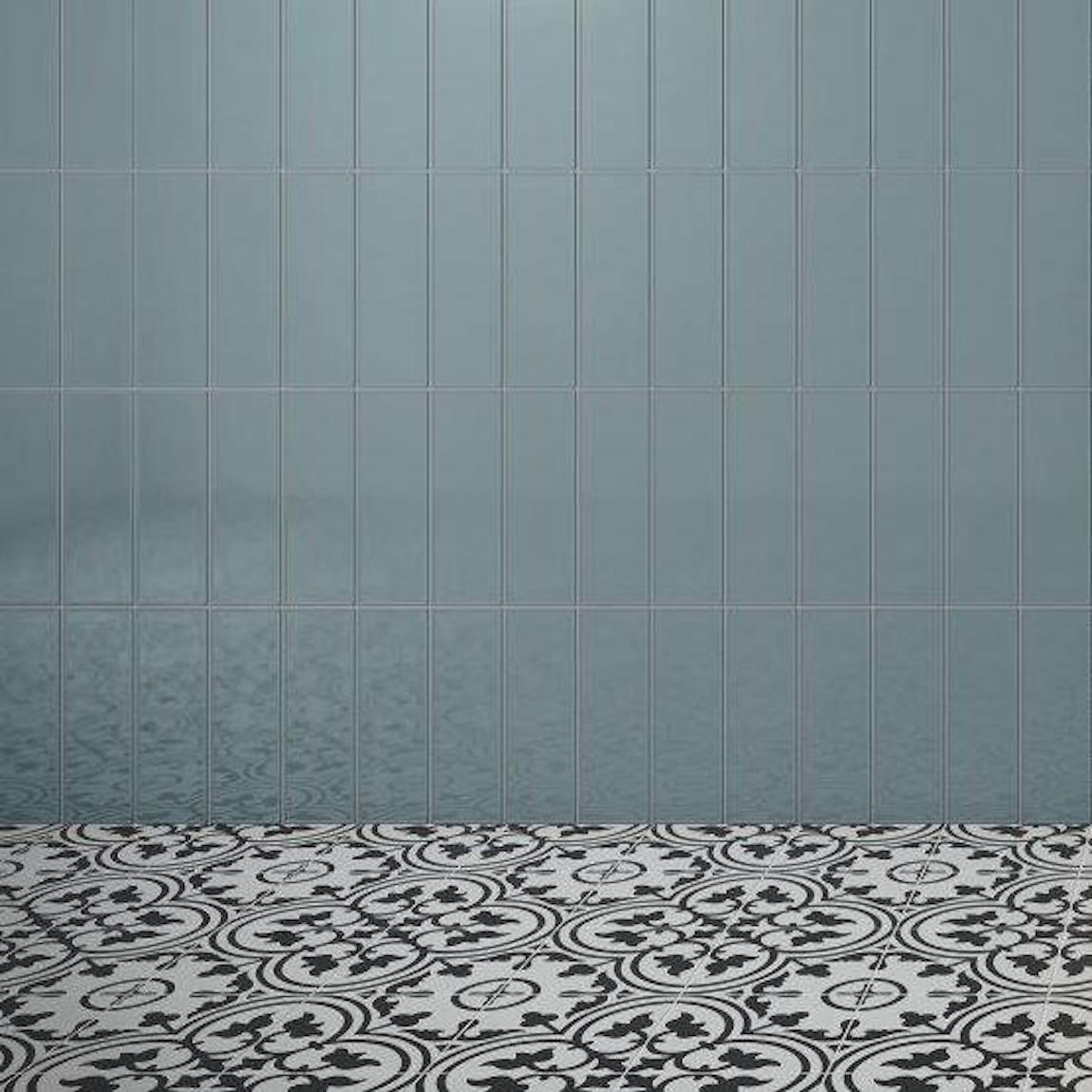 Ceramic Subway Tile Framework 4x12 Teal featured on a living wall