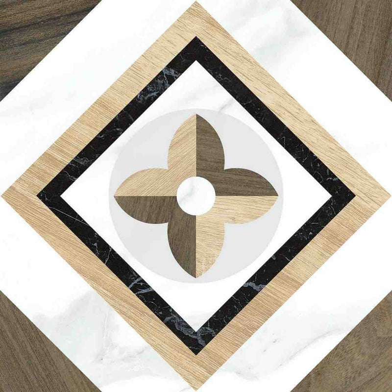 Patterned Porcelain Tile Artistic Wood Two 8x8 for floor and walls
