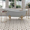Classic bathroom featuring a clawfoot bathtub with gold hardware and Patterned Porcelain Tile Artistic Wood Two 8x8 on the floor
