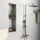 Slide White Glossy 3x12 Picket Wall Tile featured on a shower bathroom wall