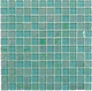 Beach Glass Tile Iridescent Emerald 1x1 for pool and spa