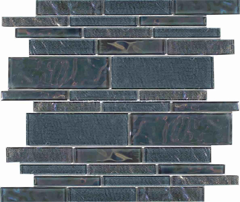 Beach Glass Tile Iridescent Grey Linear-Mineral Tiles