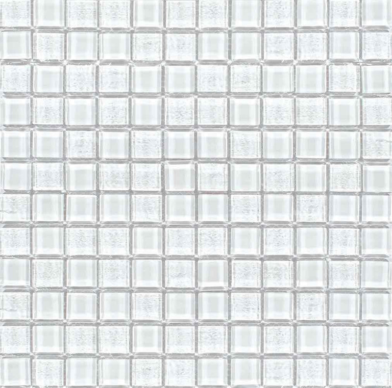 Beach Glass Tile Iridescent White 1x1-Mineral Tiles