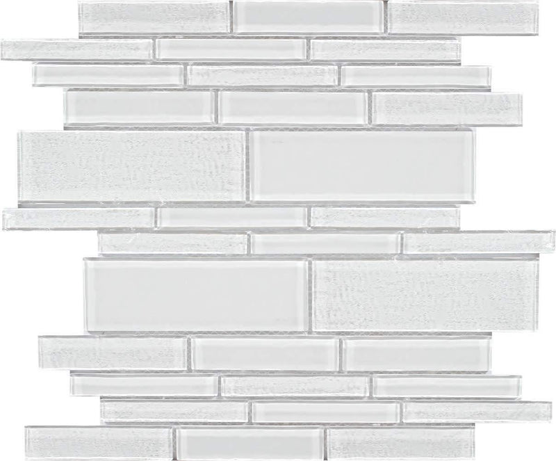 Beach Glass Tile Iridescent White Linear-Mineral Tiles