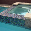 Opalescent Glass Mosaic Tile Black 1x2 featured on a spa