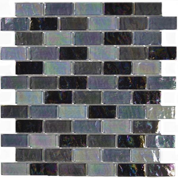 Opalescent Glass Mosaic Tile Black 1x2 for saltwater pools and spas