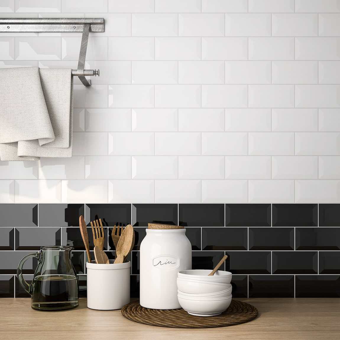 Subway Tile 3x6 Beveled Glossy Snow