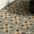 Patterned Porcelain Tile Cement Three 8x8 featured on a living room floor