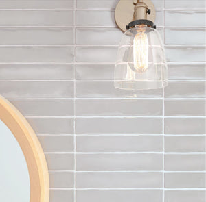 Casual Light Grey 2x10 Ceramic Wall Tile featured on a bathroom backsplash