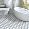 Patterned Porcelain Tile Sphere 8x8 featured on a bathroom floor