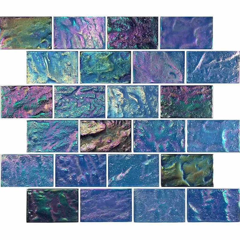 Opalescent Glass Mosaic Tile Dark Blue 2x3 for saltwater pool and spas
